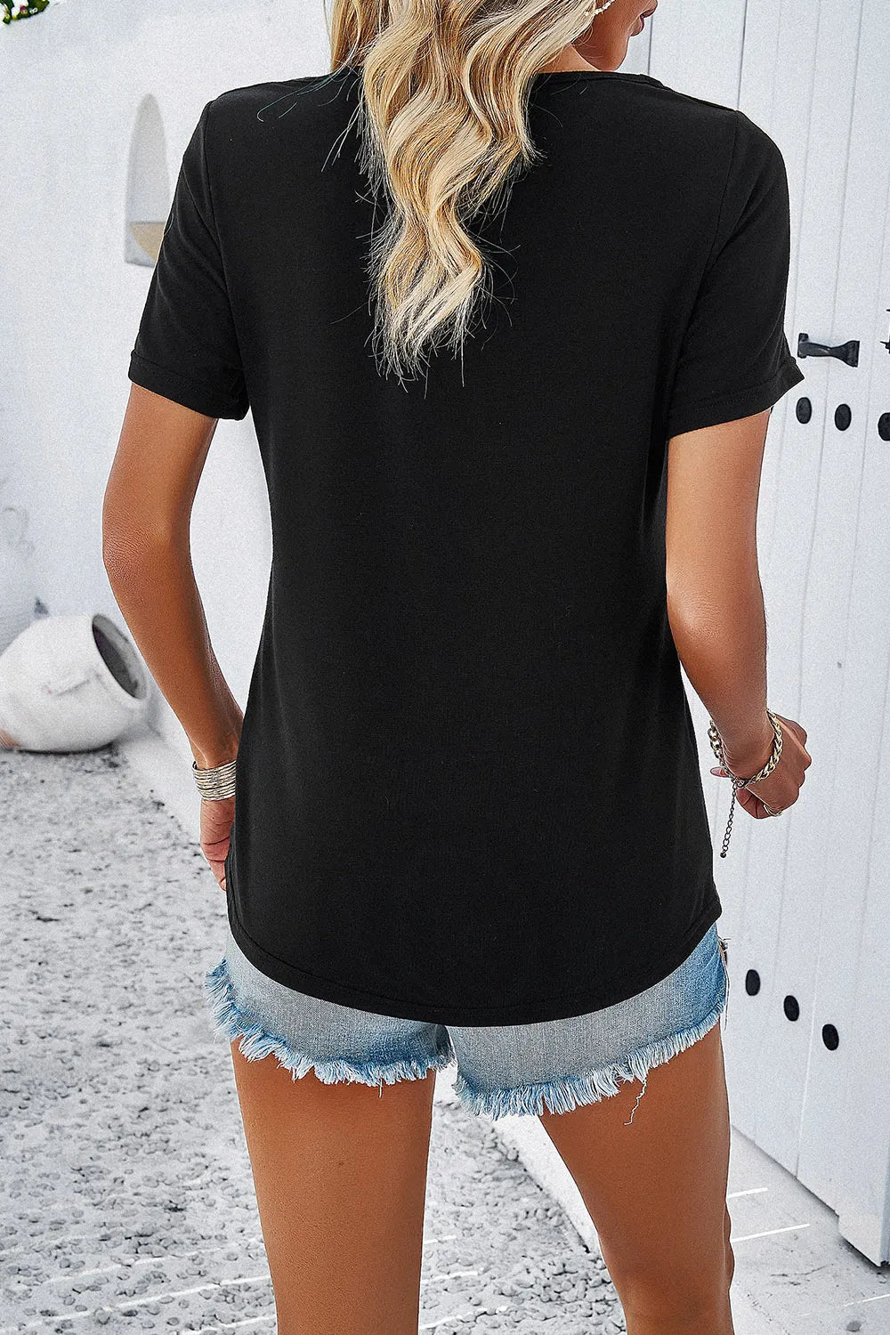 Devine V-Neck Short Sleeve T-Shirt - Lilixa.store