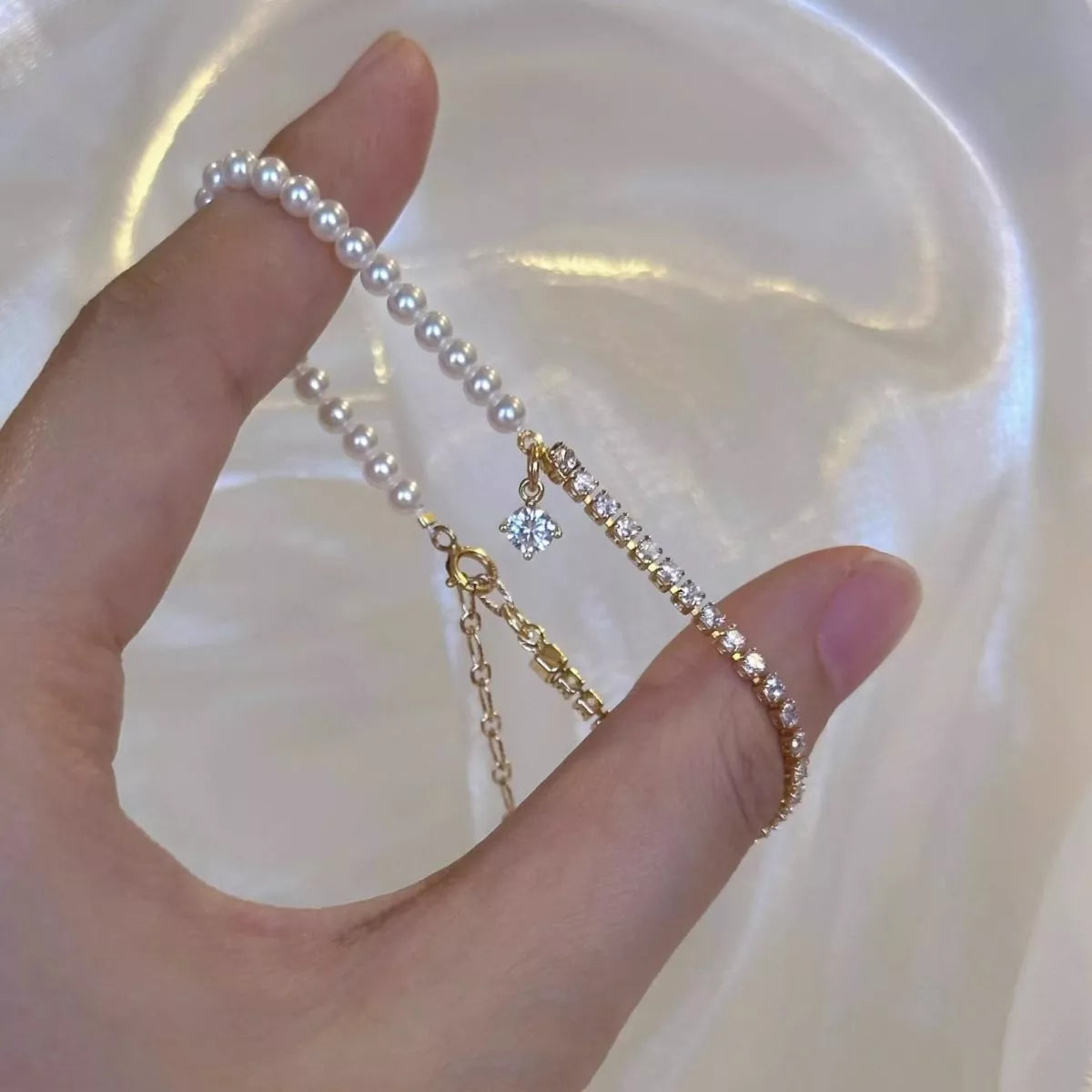 Pearl & Zircon Accent Bracelet - Lilixa.store