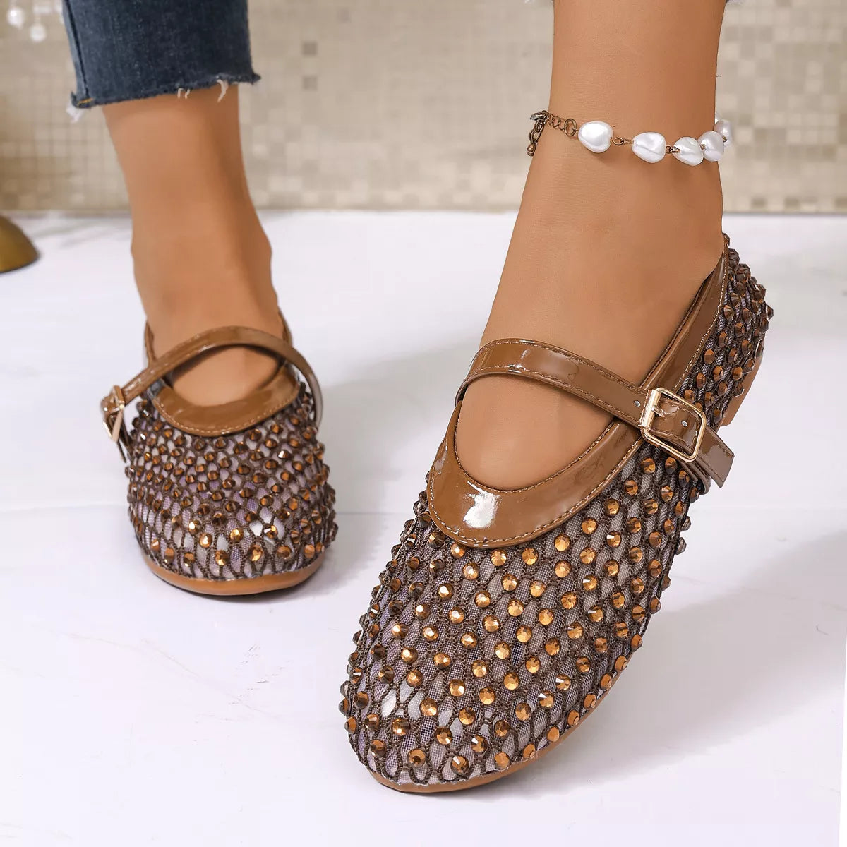 Sparkling Mesh Mary Jane Sneakers - Lilixa.store