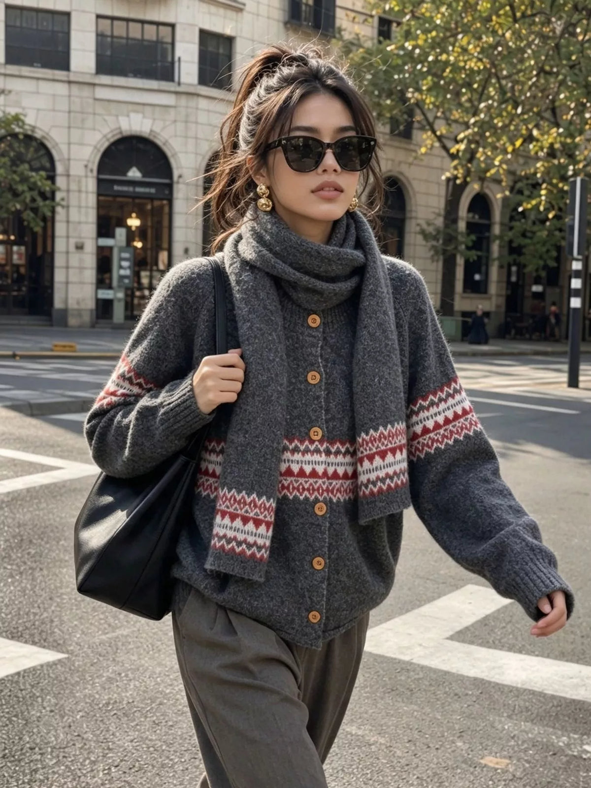 Geometric Button Down Knit Cardigan, view 18