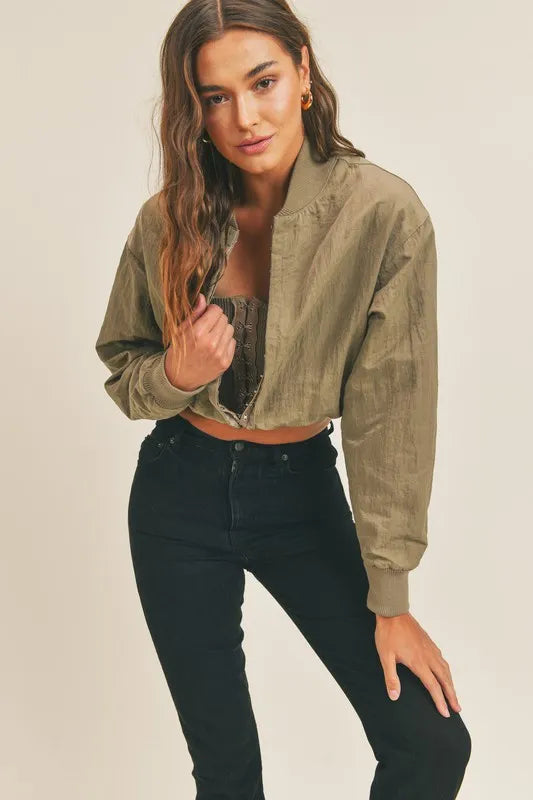 MABLE Long Sleeve Two Way Jacket in Olive
