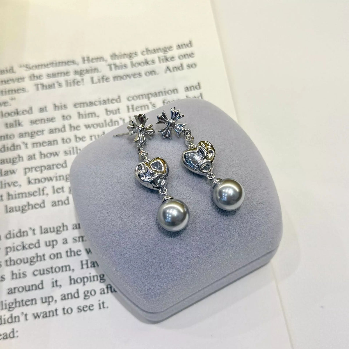 Pearl Heart Drop Earrings - Lilixa.store