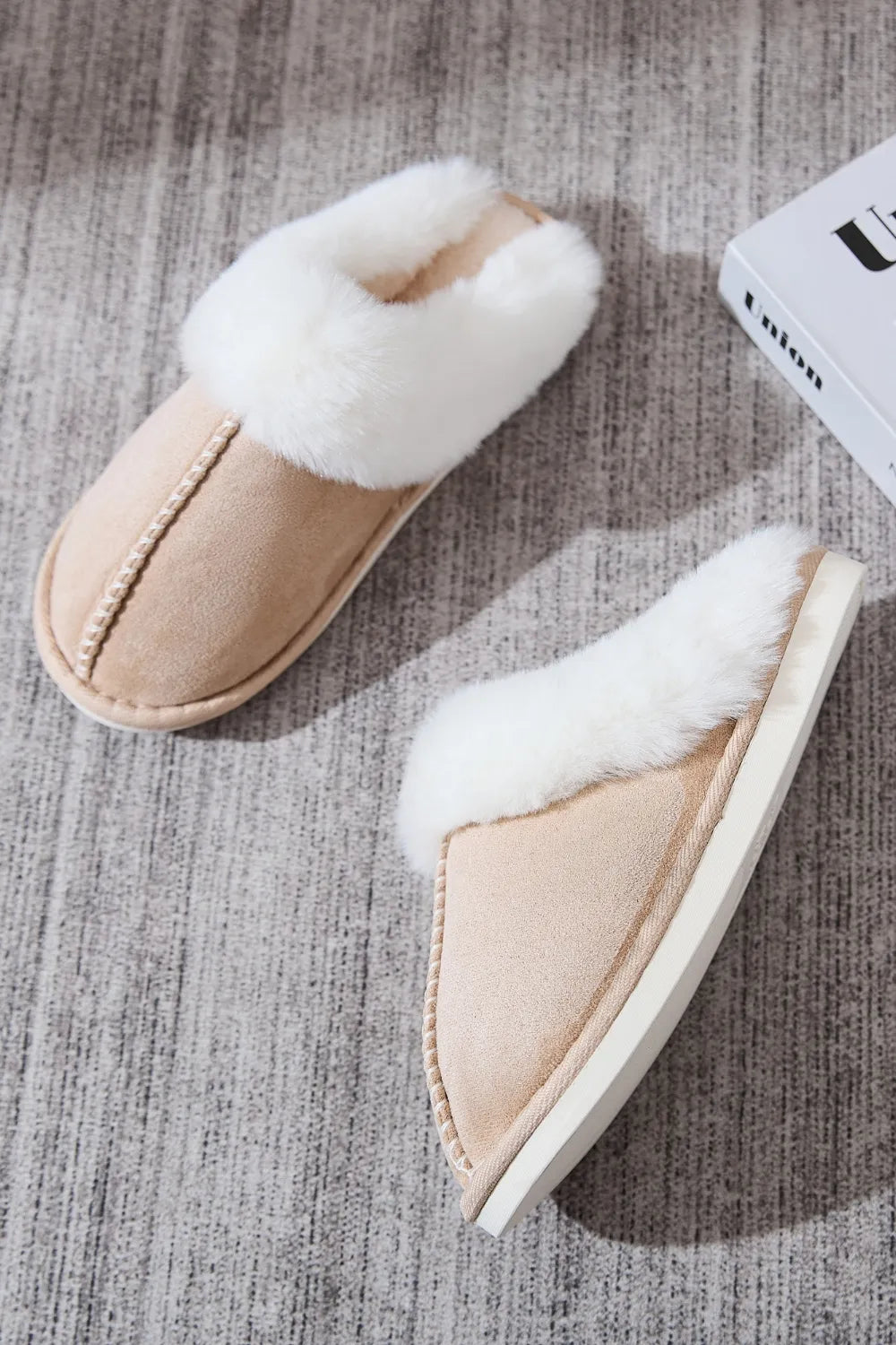 Faux Fur Round Toe Slippers - Lilixa.store