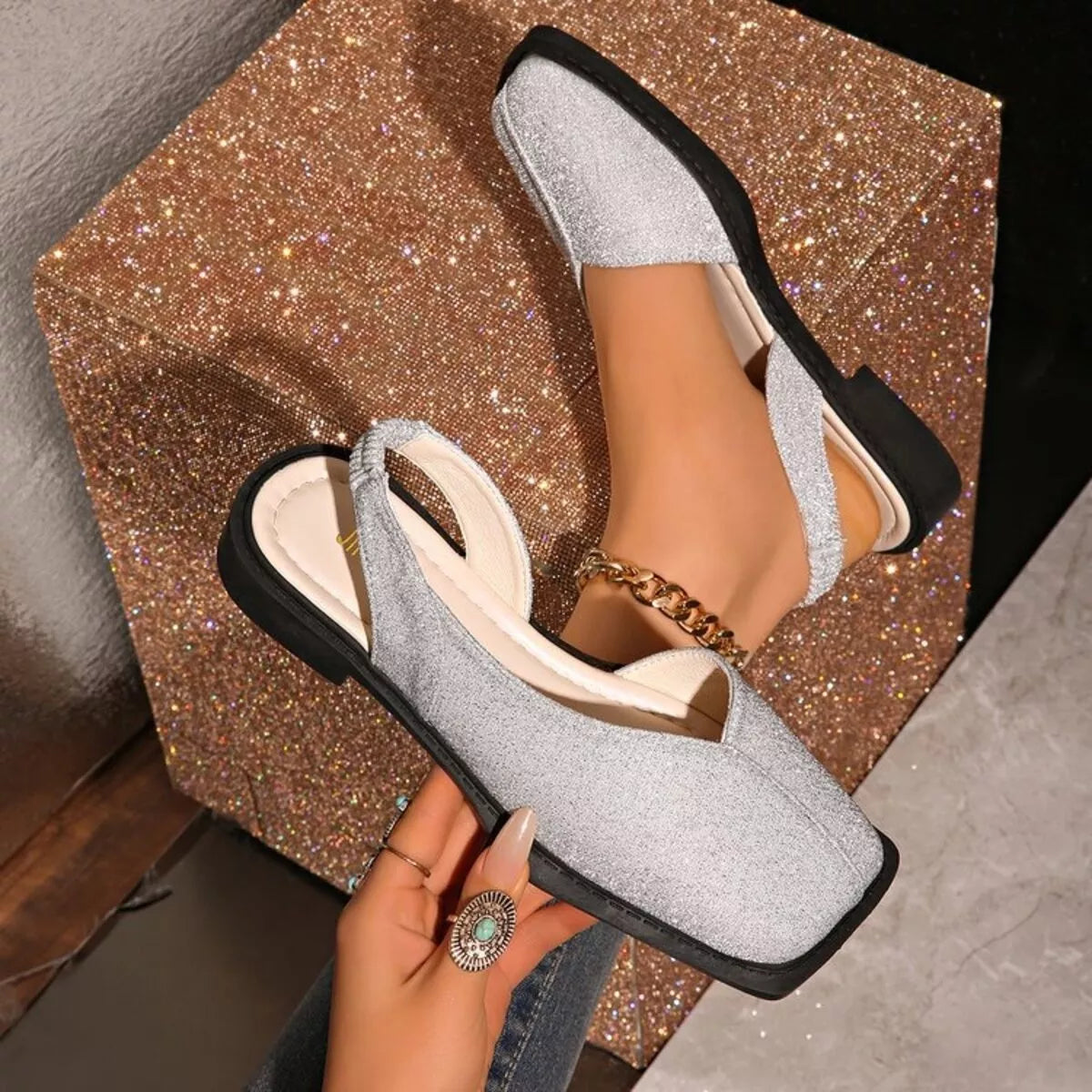 Square Toe Flats Sandals - Lilixa.store