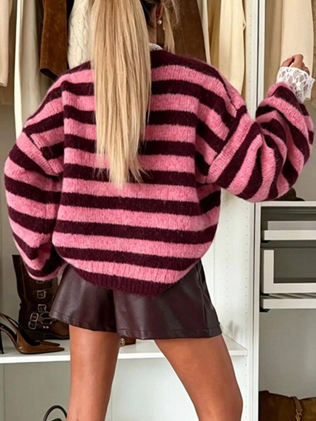 Striped Dropped Shoulder Sweater