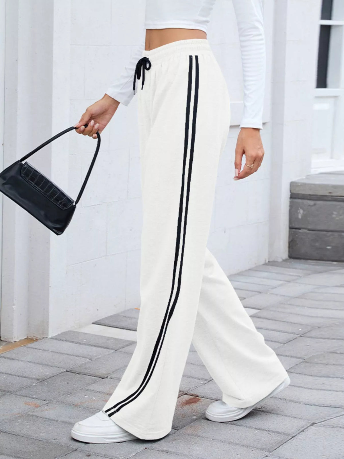 Side Striped Wide Leg Pants - Lilixa.store