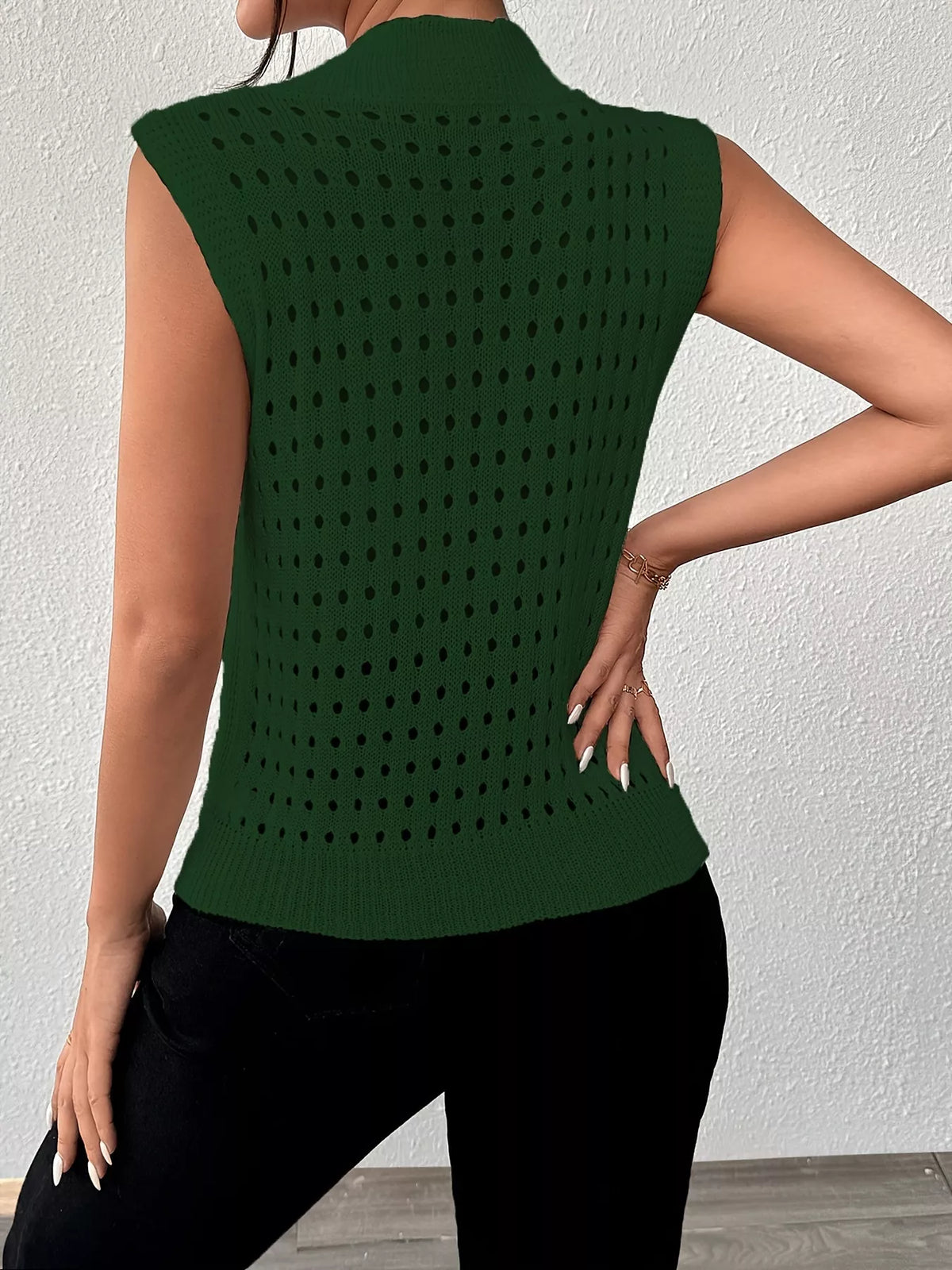 Hollow Out Round Neck Knit Tank, view 10