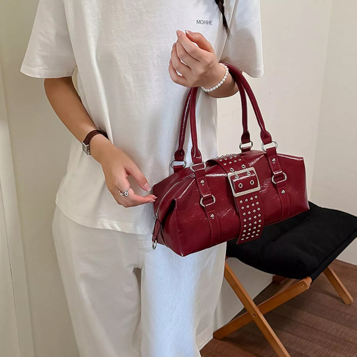 Rivet Embellished Crossbody Bag - Lilixa.store
