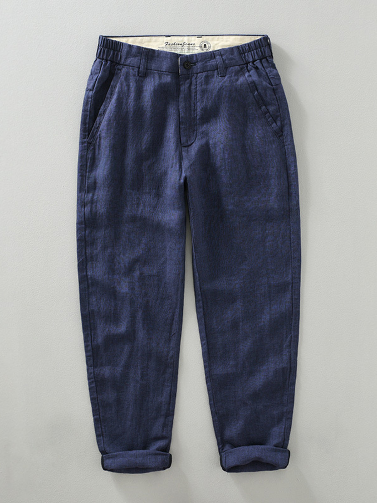 Men's Plus Size Casual Cropped Pants in Blue