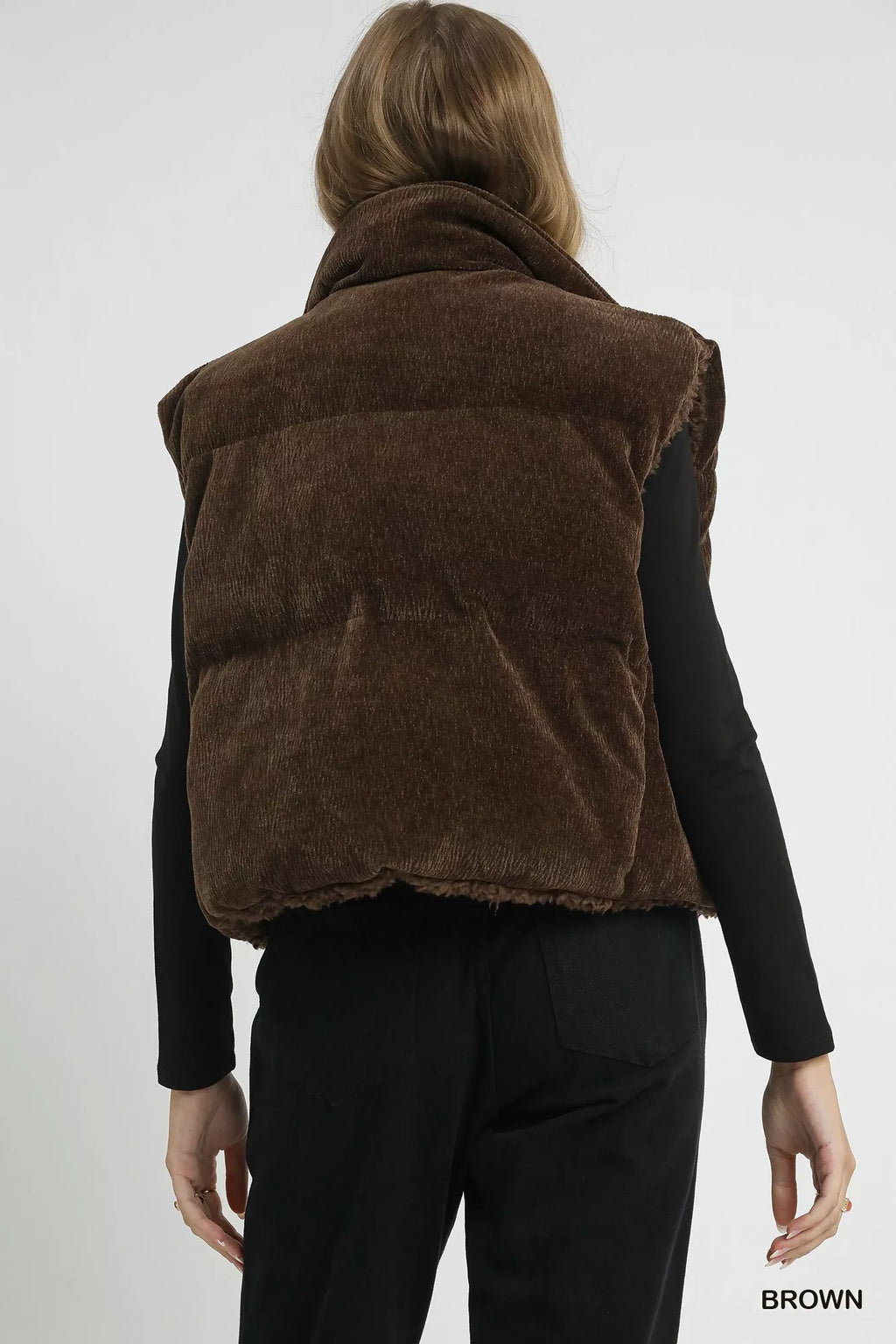Umgee Sherpa-Lined Zip Vest with Drawstring Hem - Lilixa.store