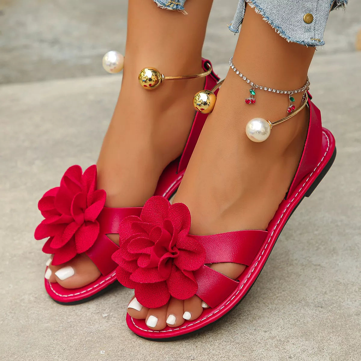 Flower Open Toe Sandals, view 6