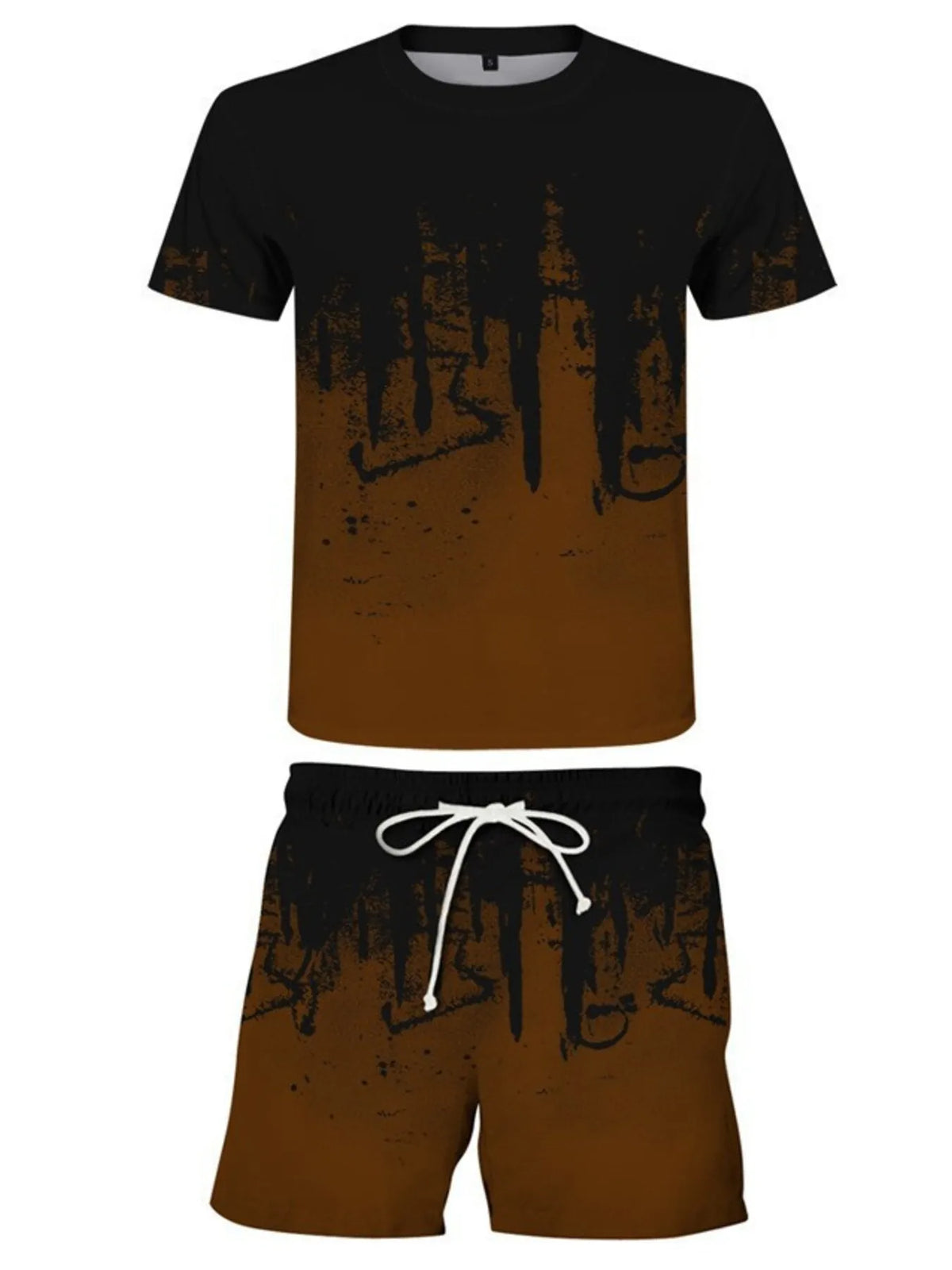 Men's Full Size Printed Short Sleeve Tee and Shorts Set Plus Size - Lilixa.store