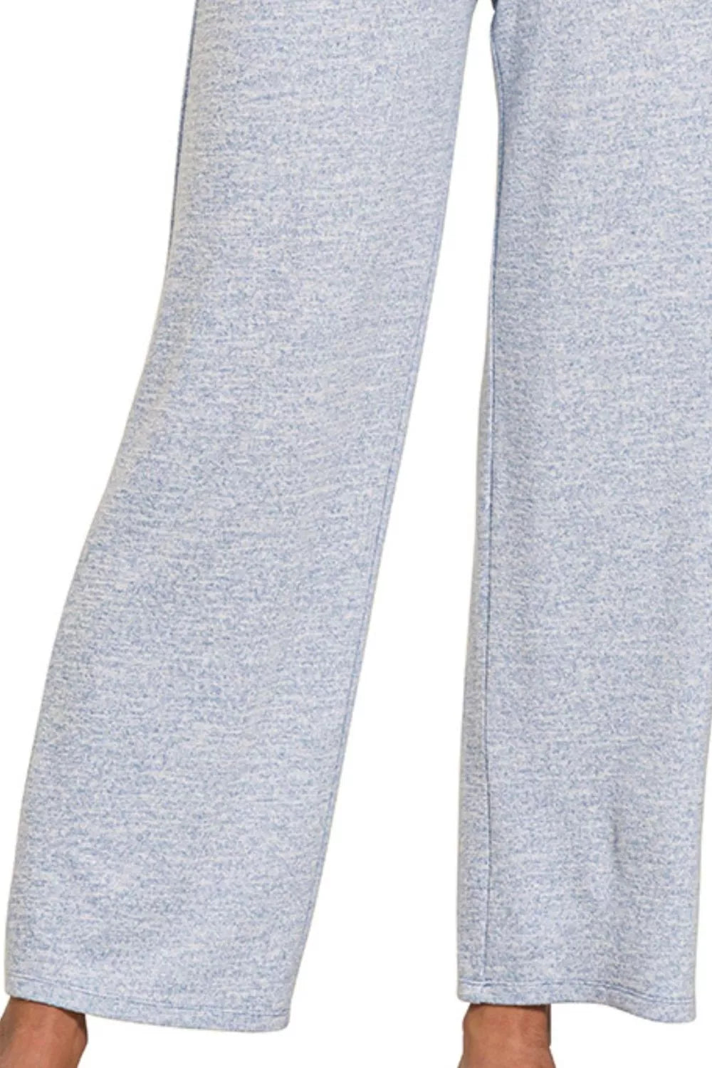 Zenana Soft Melange Hacci Elastic Waistband Lounge Pants - Lilixa.store