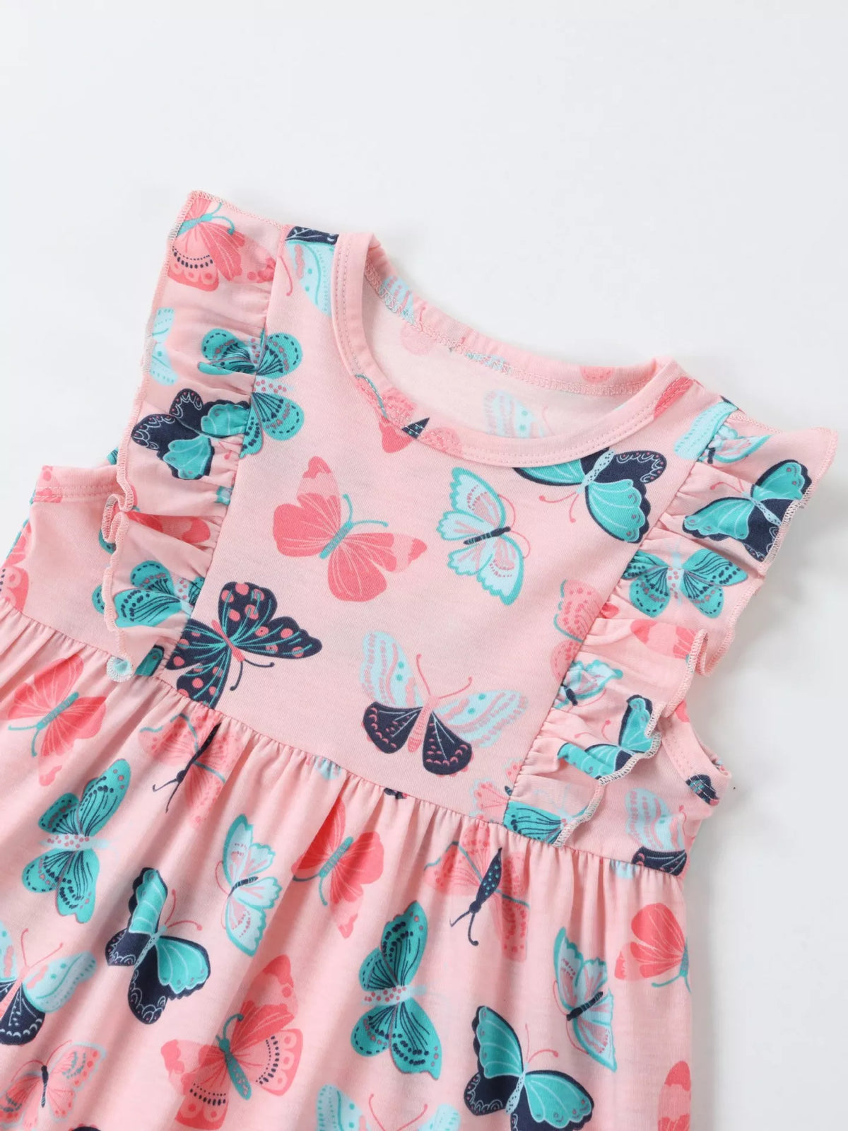 Children's Butterfly Print Ruffle Sleeve Dress - Lilixa.store