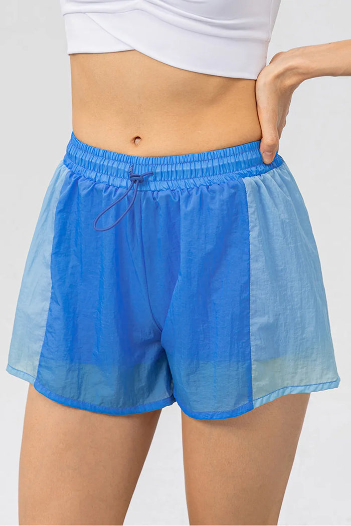 Color Block Drawstring Active Shorts - Lilixa.store