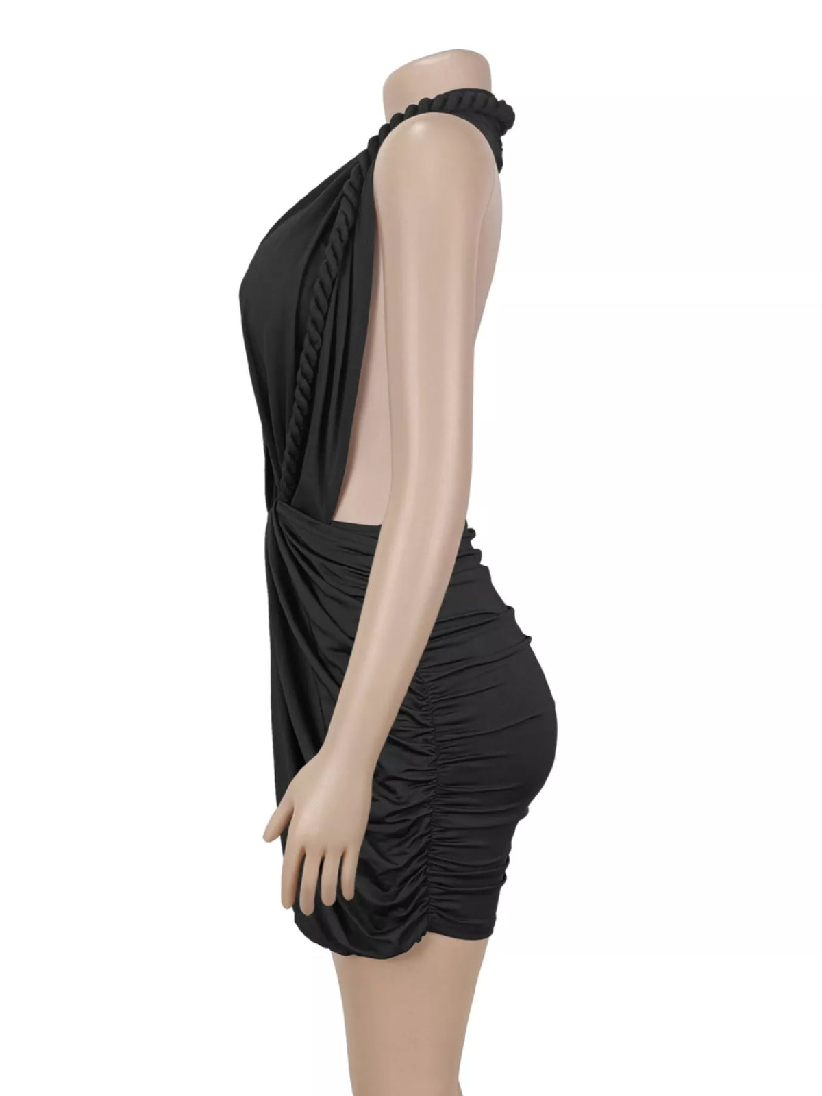 Ruched Halter Neck Bodycon Mini Dress