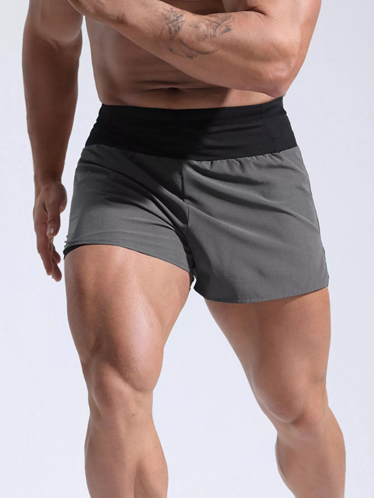 Men's Full Size Contrast Active Shorts Plus Size in Grey