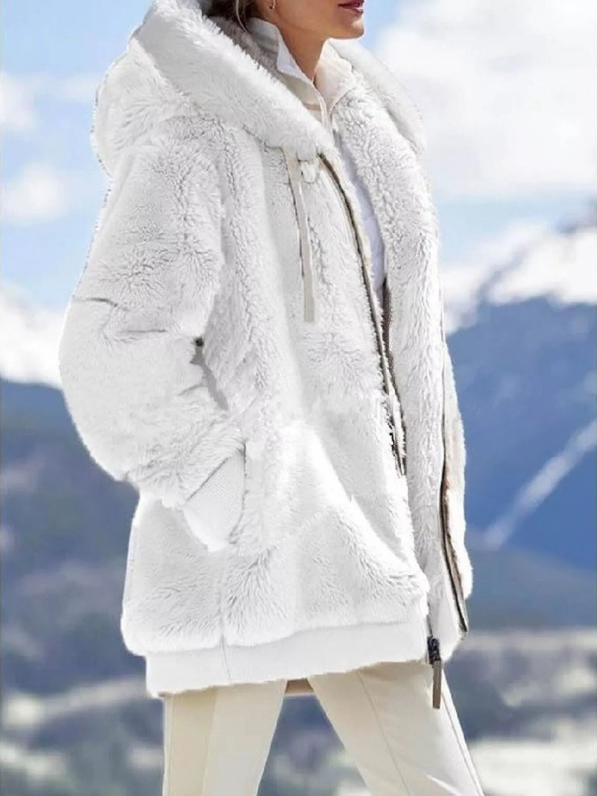 Full Size Cozy Fleece Zip-Up Hooded Jacket Plus Size - Lilixa.store