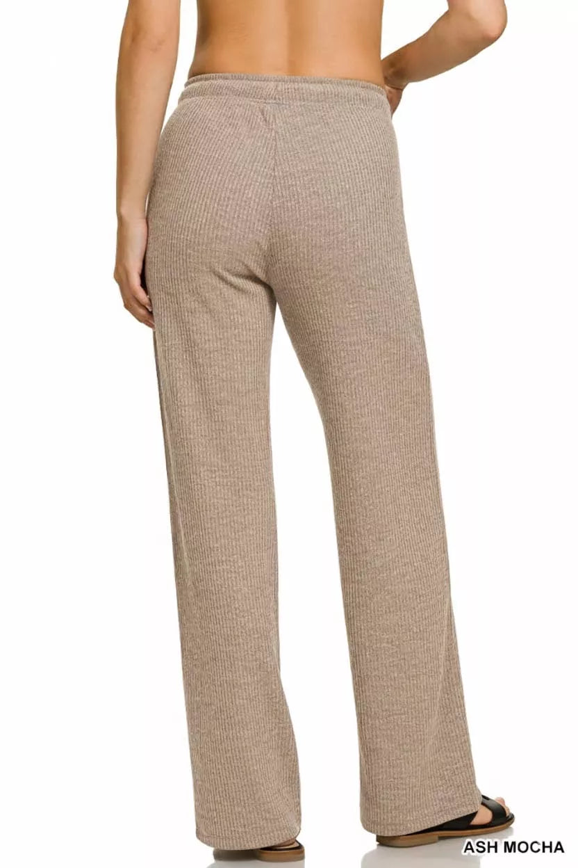 Zenana Ribbed Drawstring Lounge Pants - Lilixa.store
