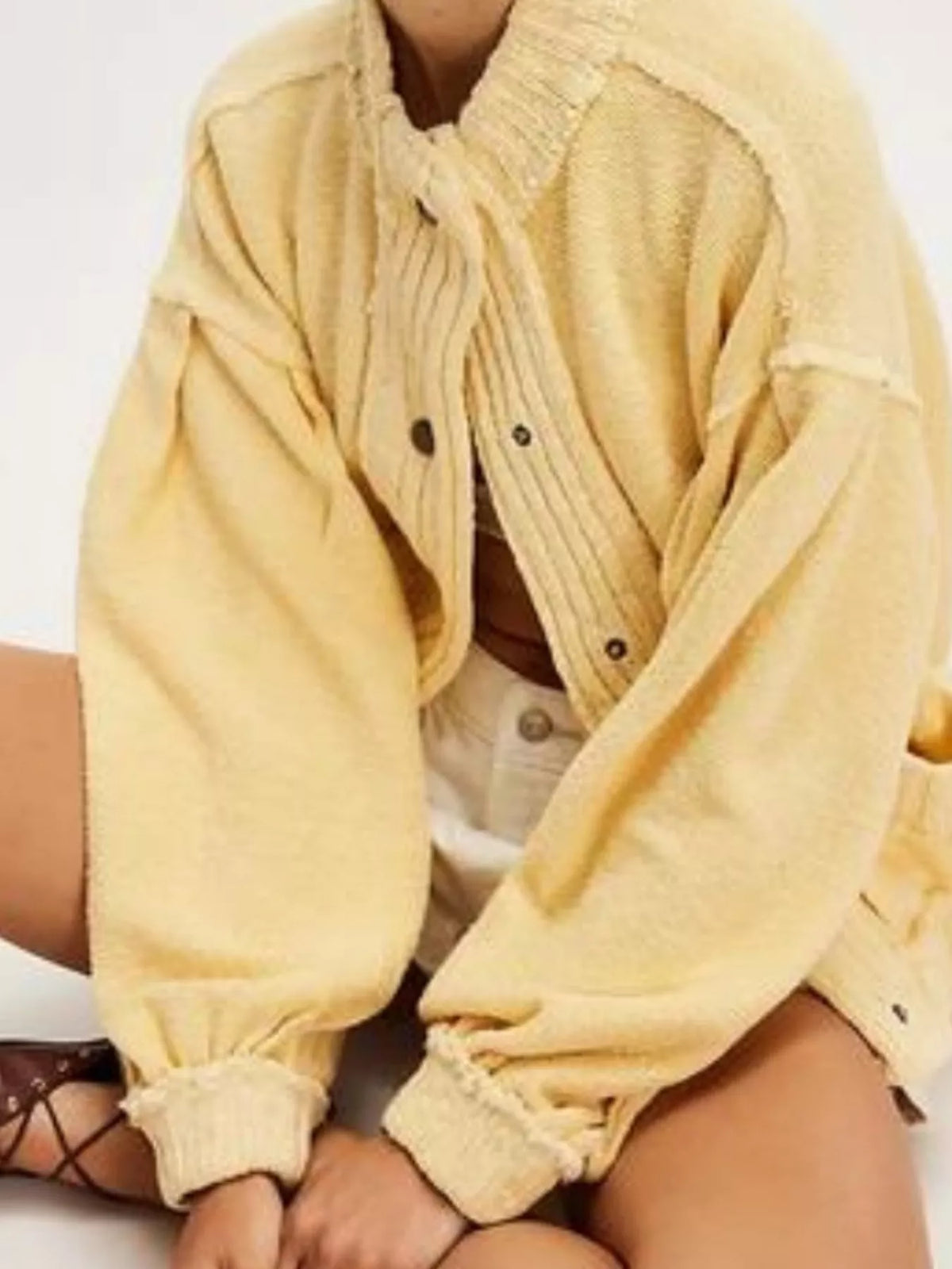 Snap Down Dropped Shoulder Cardigan - Lilixa.store