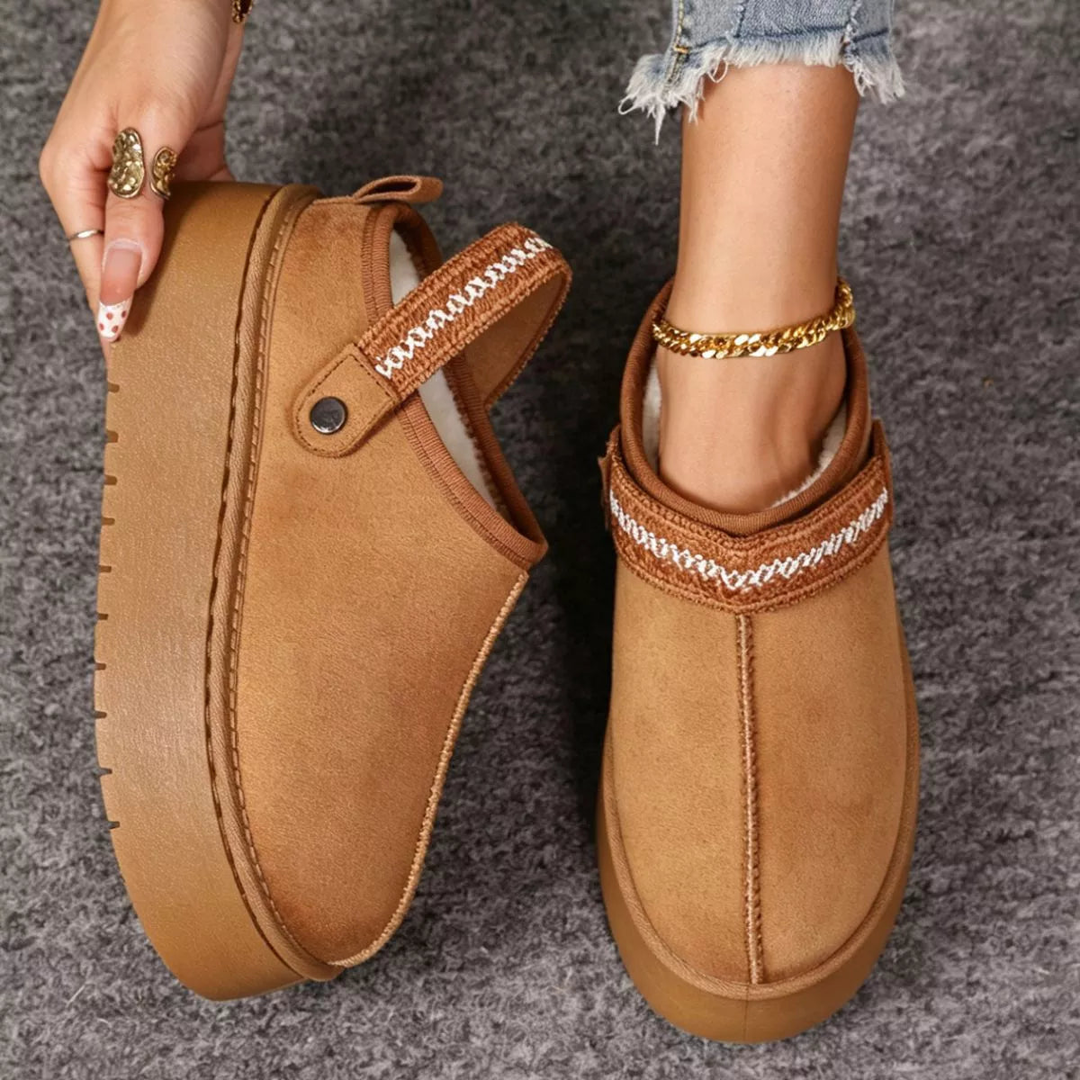Platform Suede Fur-Lined Boots - Lilixa.store