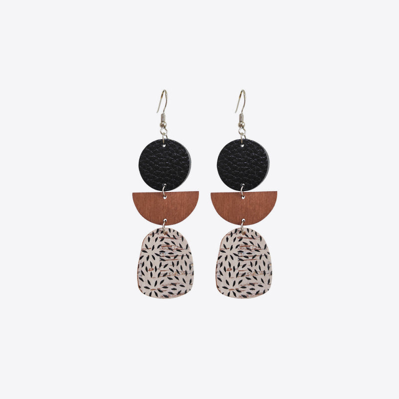 Leather & Wood Drop Earrings – image 1 | Lilixa Trending Jewelry