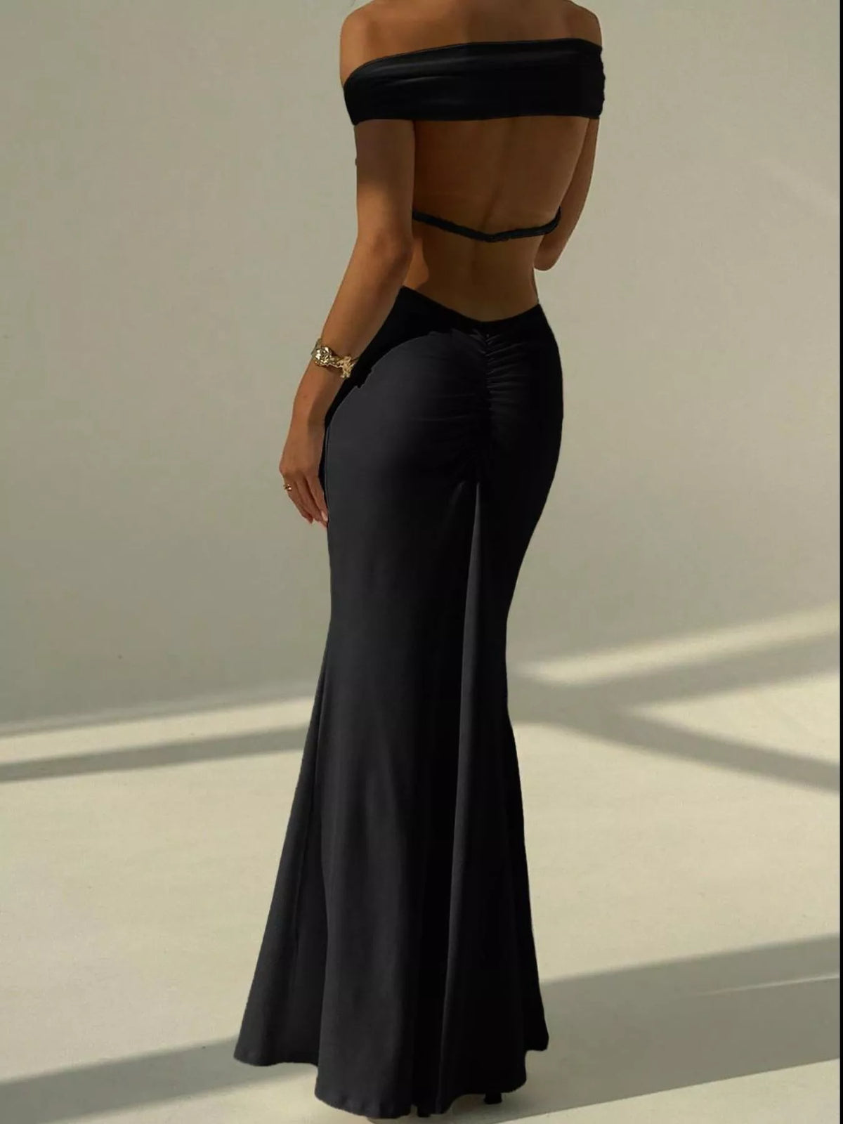 Backless Off-Shoulder Bodycon Mermaid Maxi Dress - Lilixa.store
