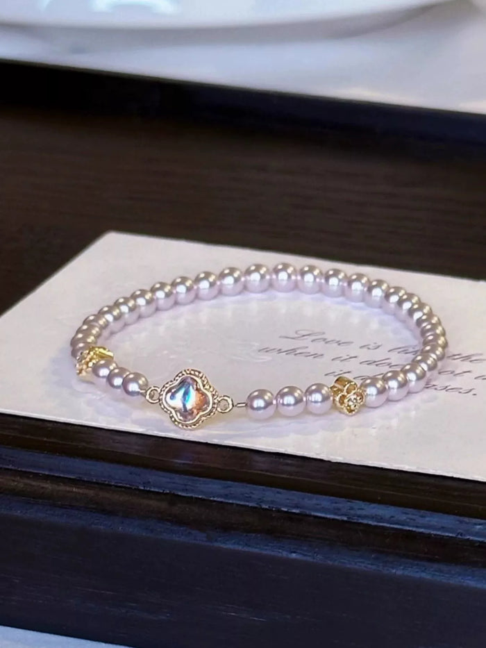 Pearl Clover Charm Bracelet - Lilixa.store