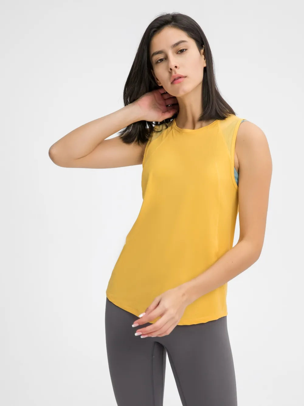 Millennia Cutout Back Round Neck Active Tank - Lilixa.store