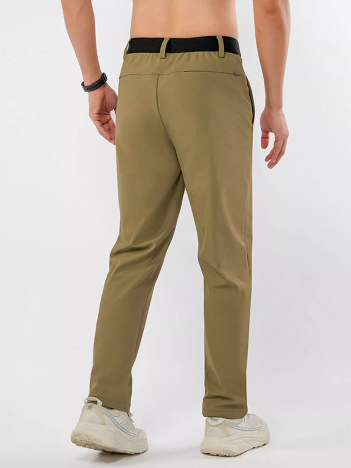 Men's Plus Size Slim Fit Stretch Casual Pants in Olive, view 3