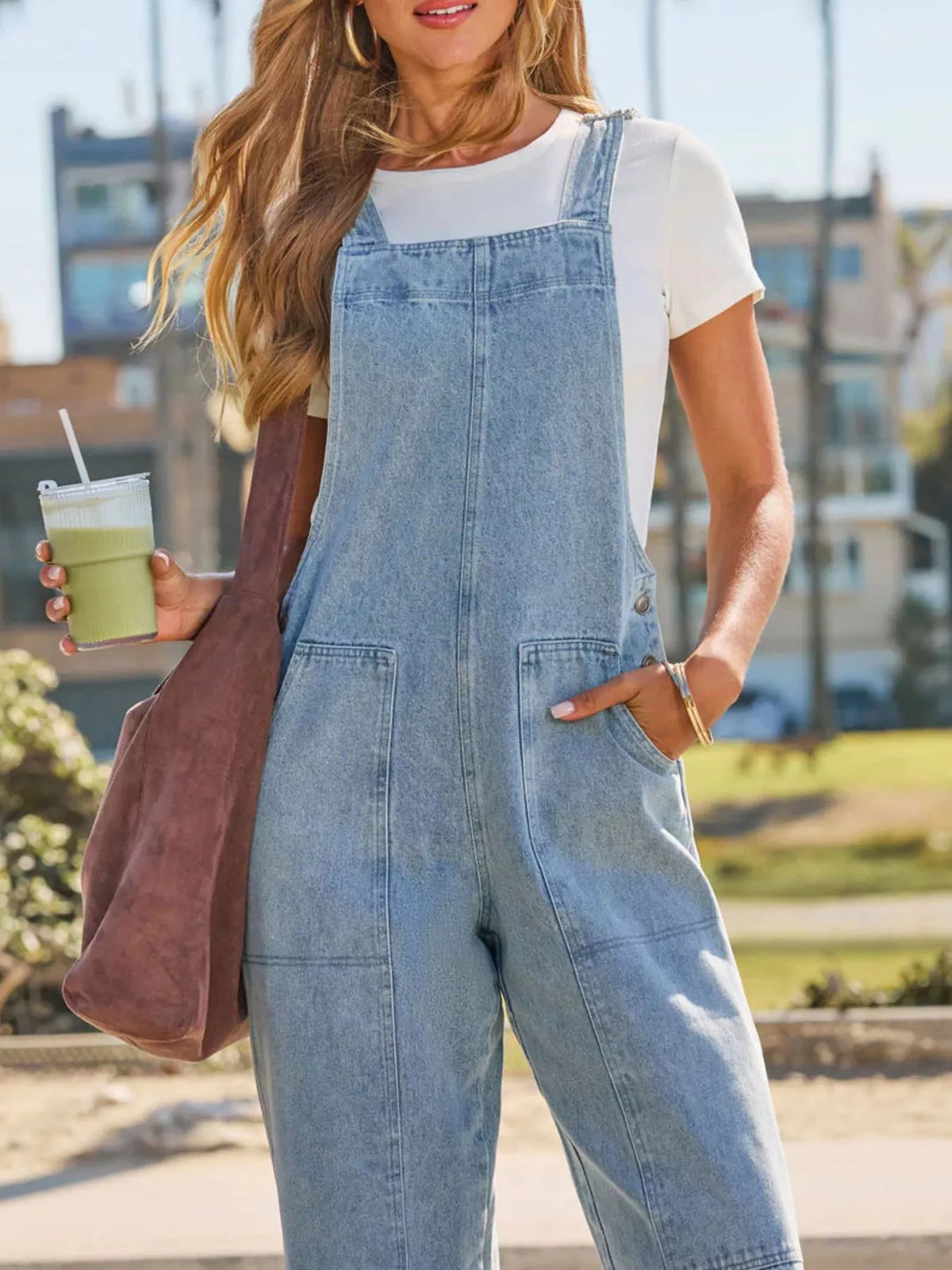 Wash Wide-Leg Denim Overalls - Lilixa.store