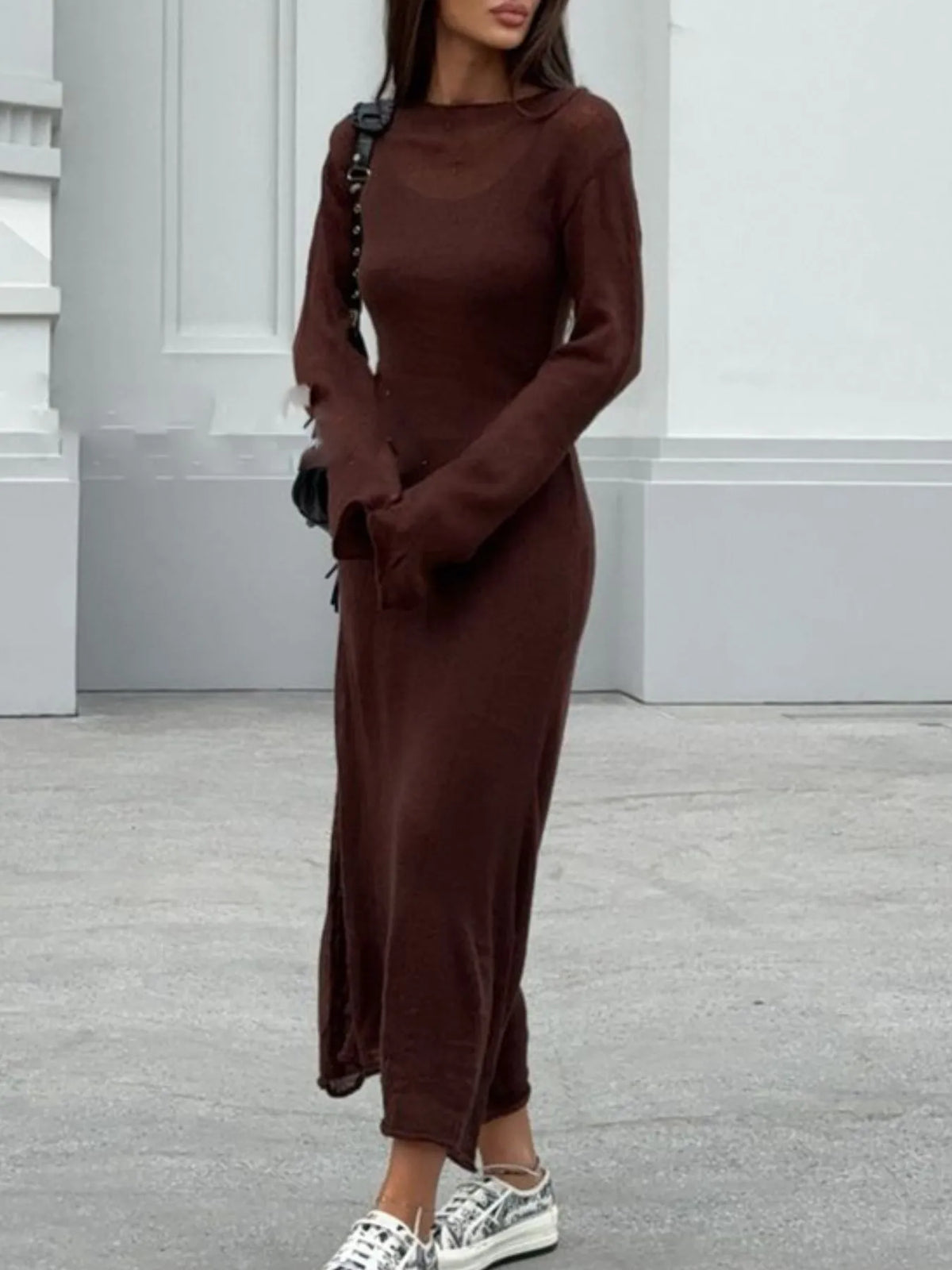 Ribbed Knit Cami Dress and Cover Up Sweater Set, view 13