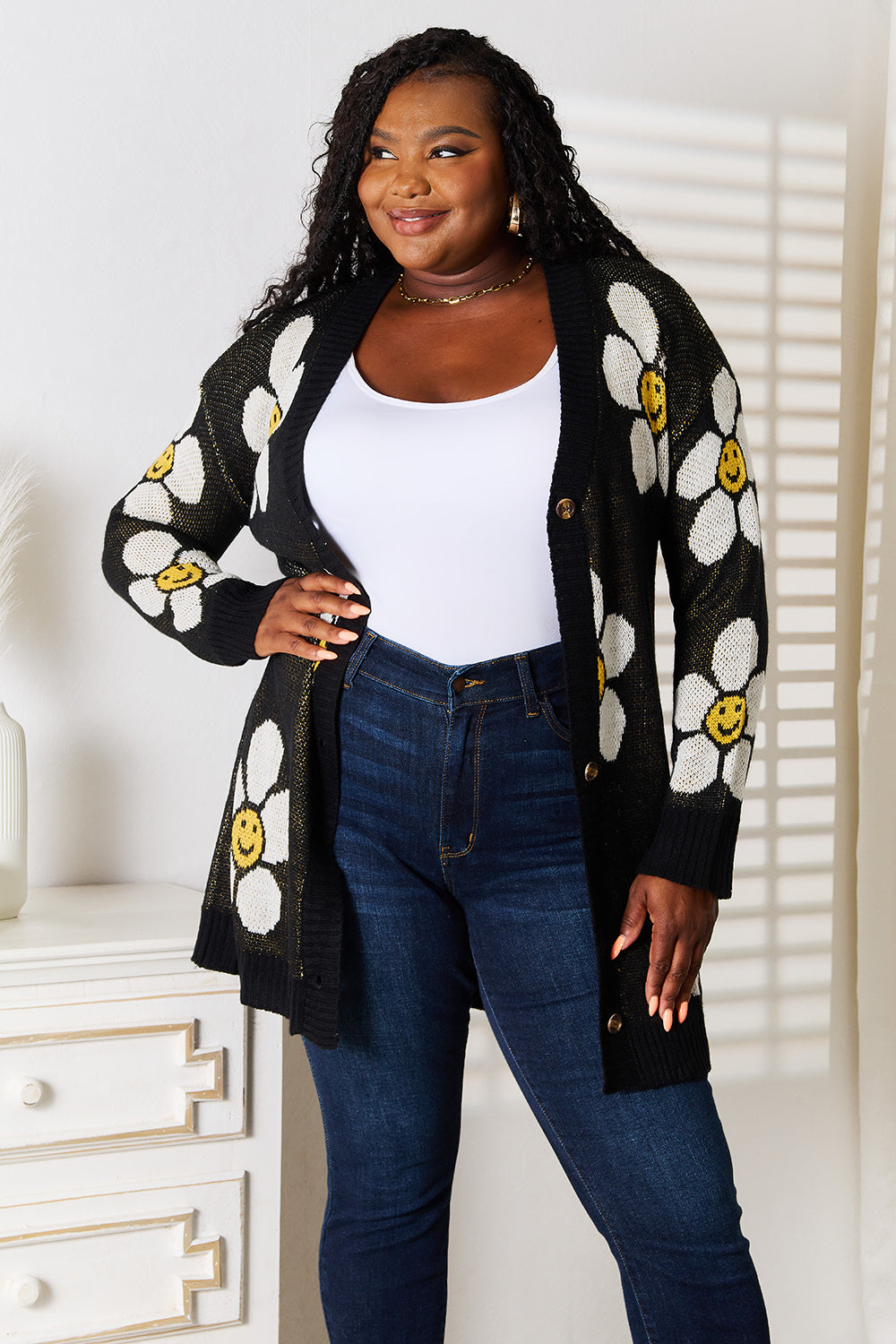 Perfee Floral Button Down Longline Cardigan - Lilixa.store
