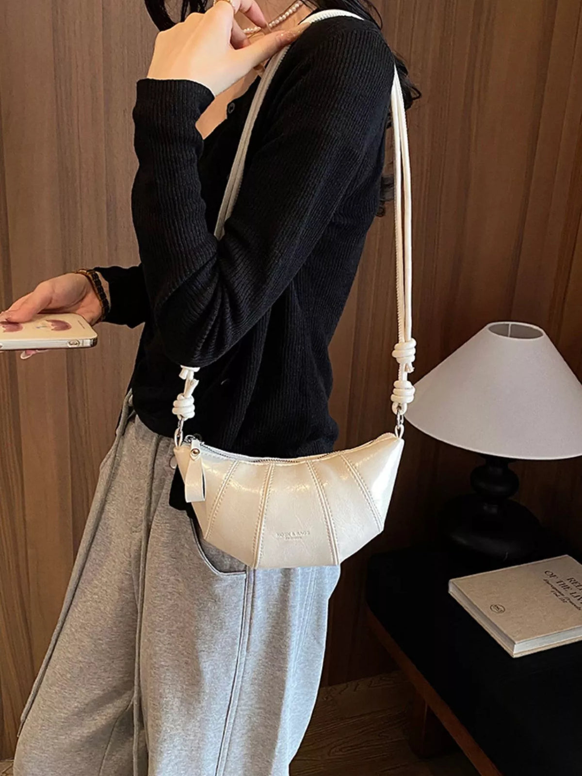 PU Leather Crescent Crossbody Bag - Lilixa.store