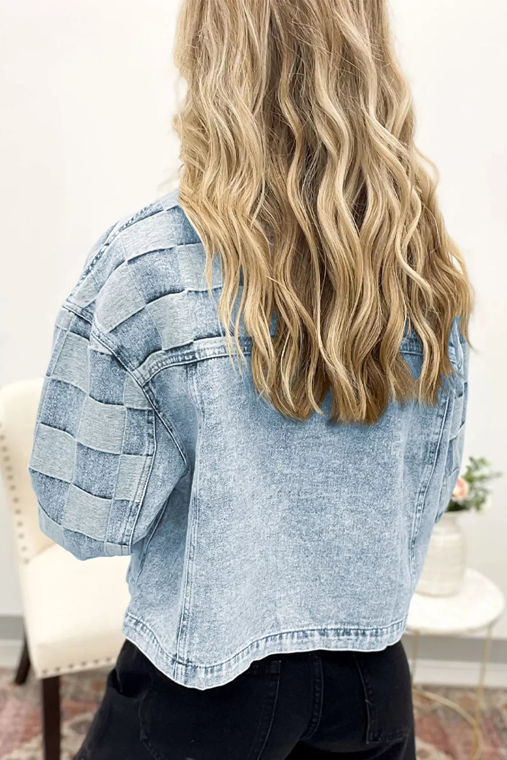 Button Up Wash Denim Jacket in Light Blue, view 2