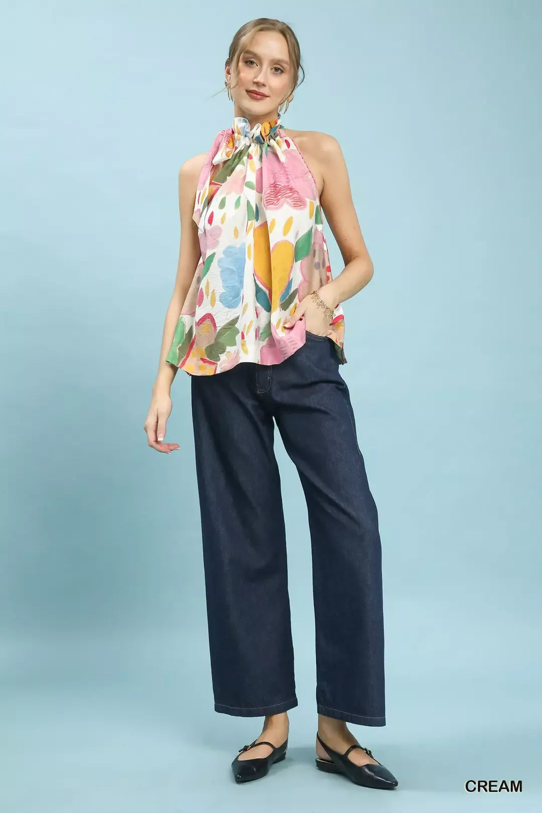 Umgee Multi-Color Floral Halter Neck Boho Top - Lilixa.store