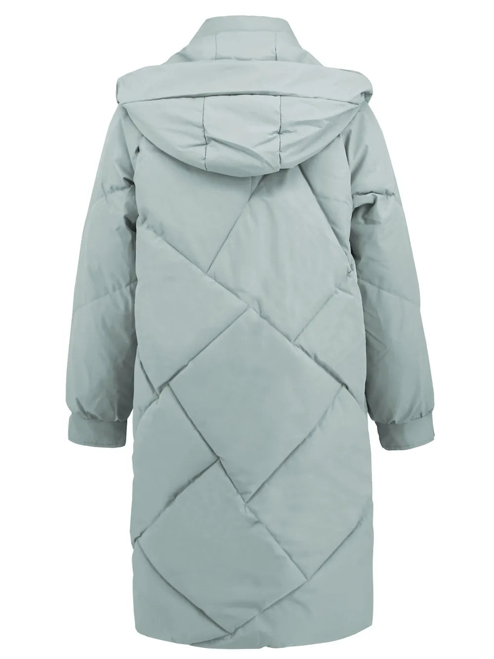 Long Sleeve Longline Hooded Winter Coat with Pockets - Lilixa.store