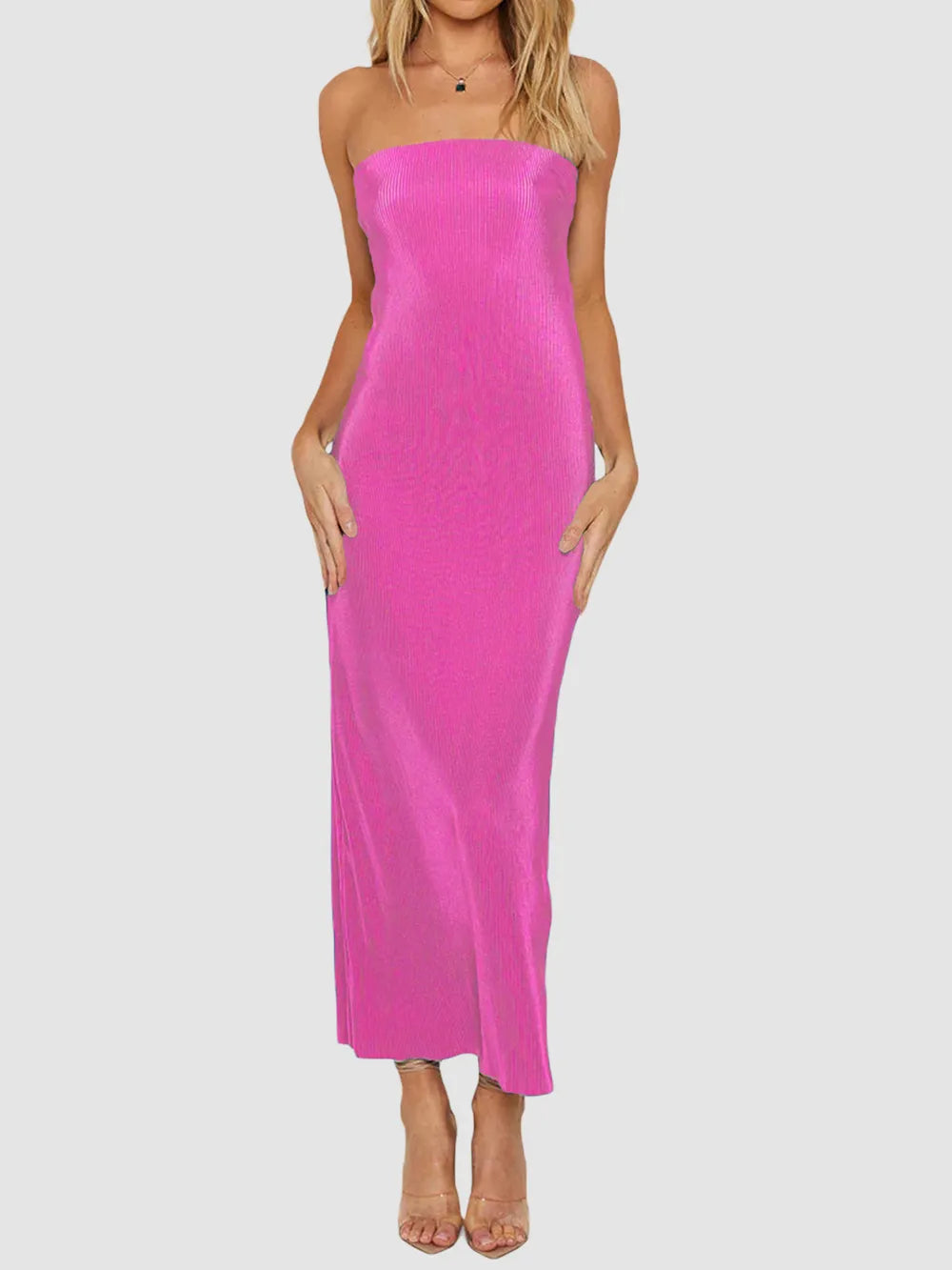 Lace-Up Back Tube Maxi Dress - Lilixa.store