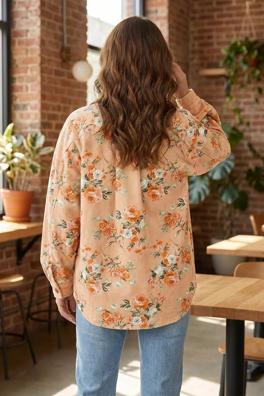 Floral Print Long Sleeve Denim Jacket - Lilixa.store