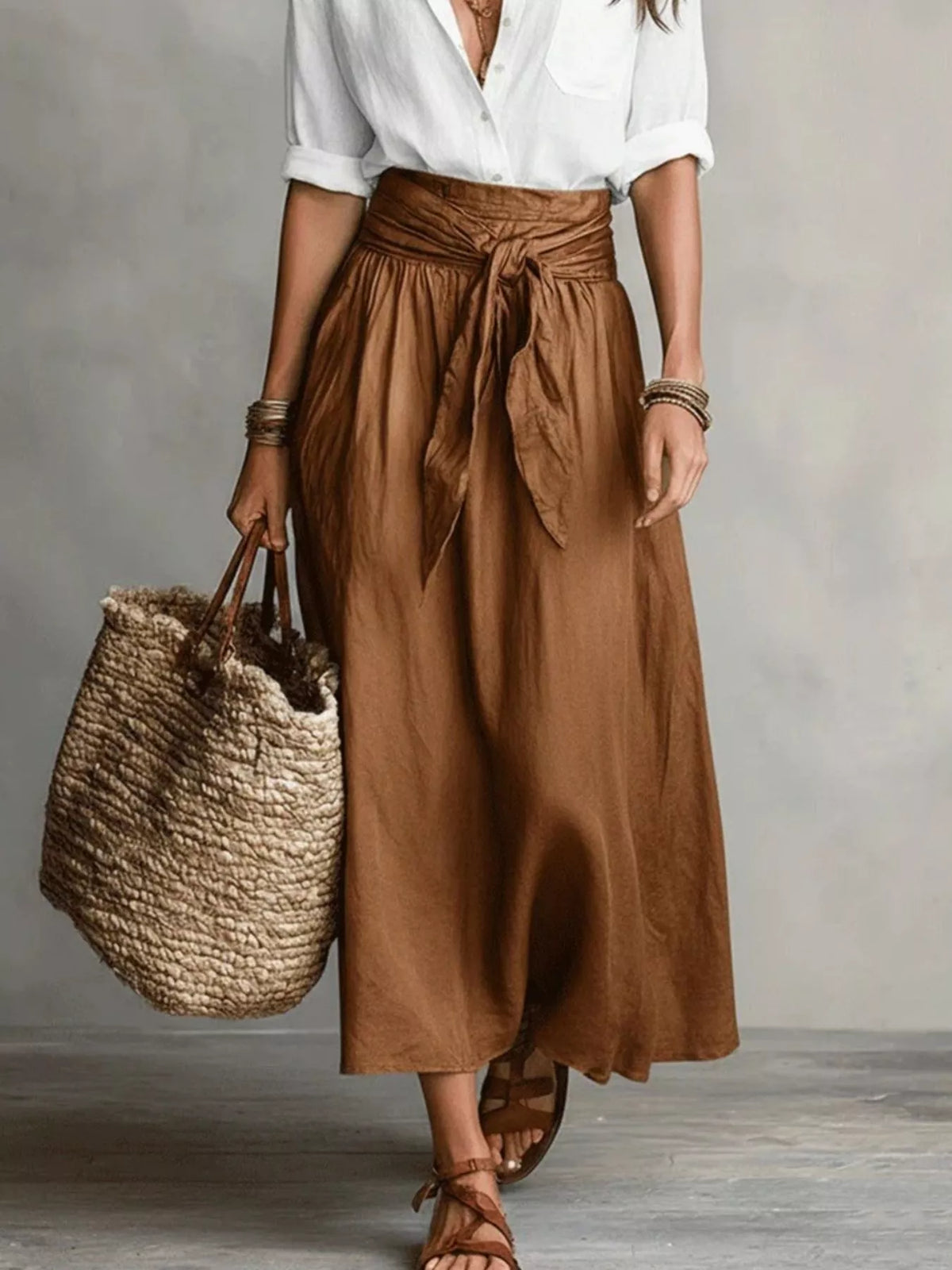 Full Size Button-Down Shirt and Skirt Set Plus Size - Lilixa.store