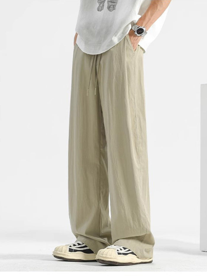 Men's Plus Size Loose Fit Drawstring Casual Pants in Beige