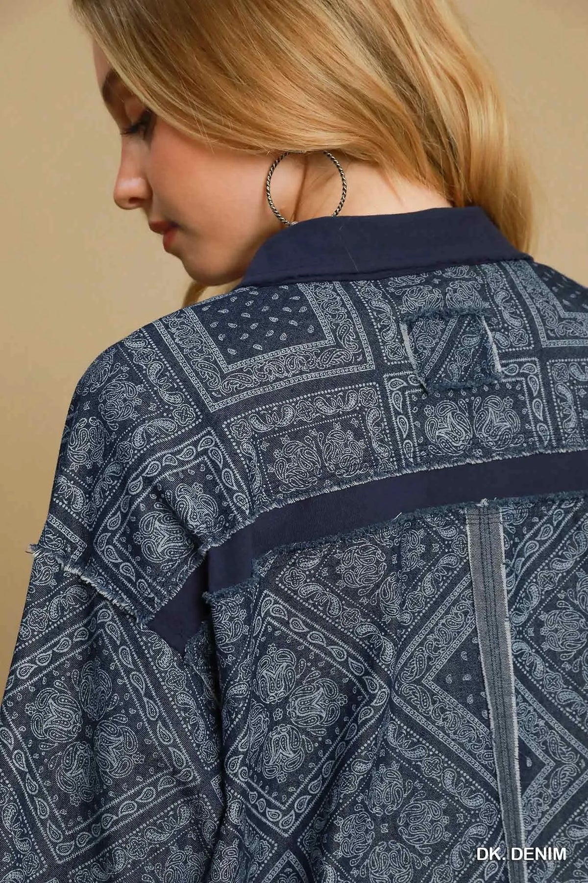 Umgee Paisley Print Denim Shirt Jacket, view 5
