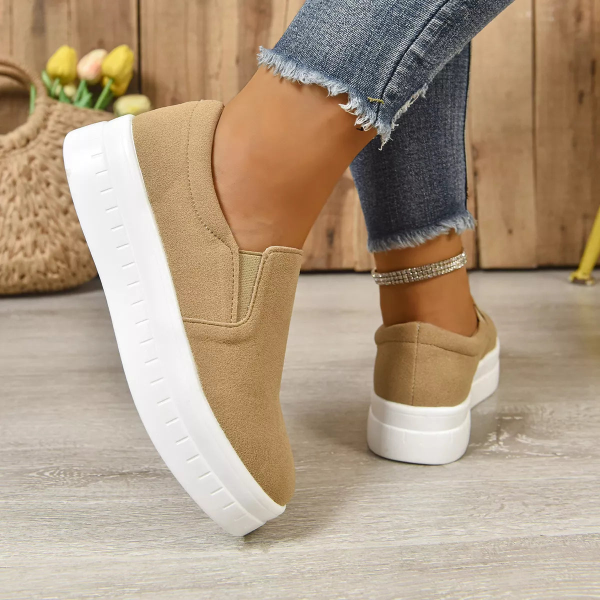 Round Toe Platform Slip-Ons - Lilixa.store