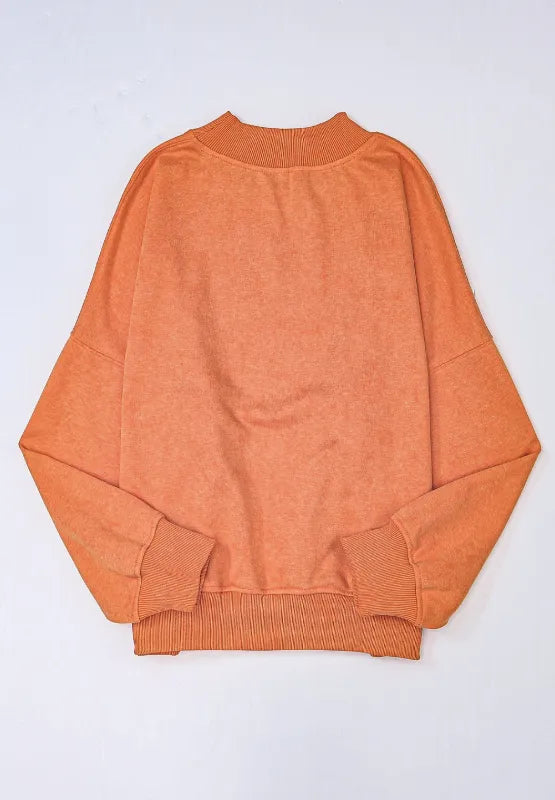 Mock Neck Dropped Shoulder Sweatshirt - Lilixa.store