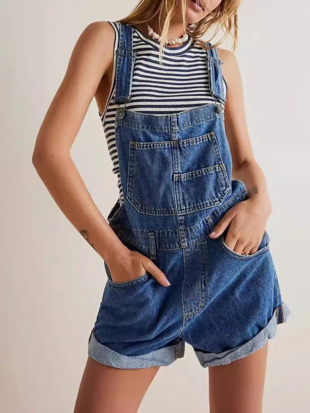 Wide Strap Square Neck Denim Overalls - Lilixa.store
