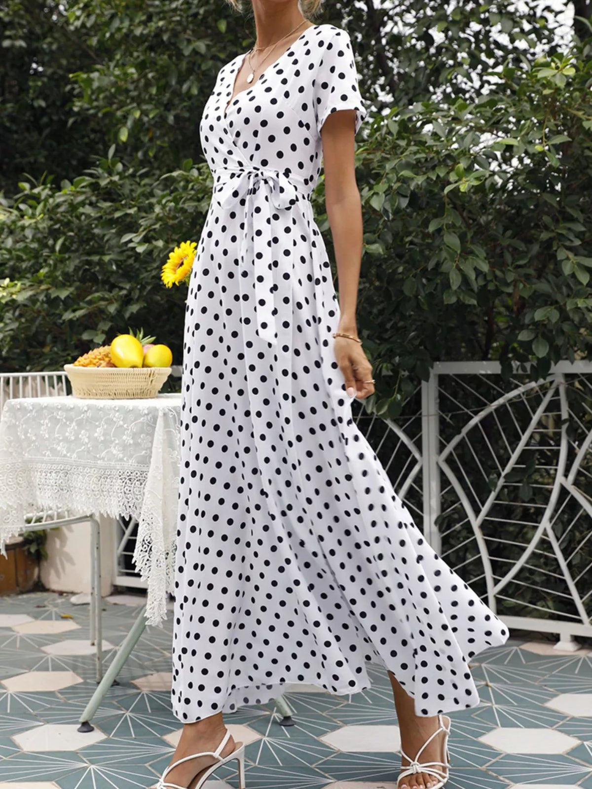 Polka Dot Wrap Maxi Dress, view 2
