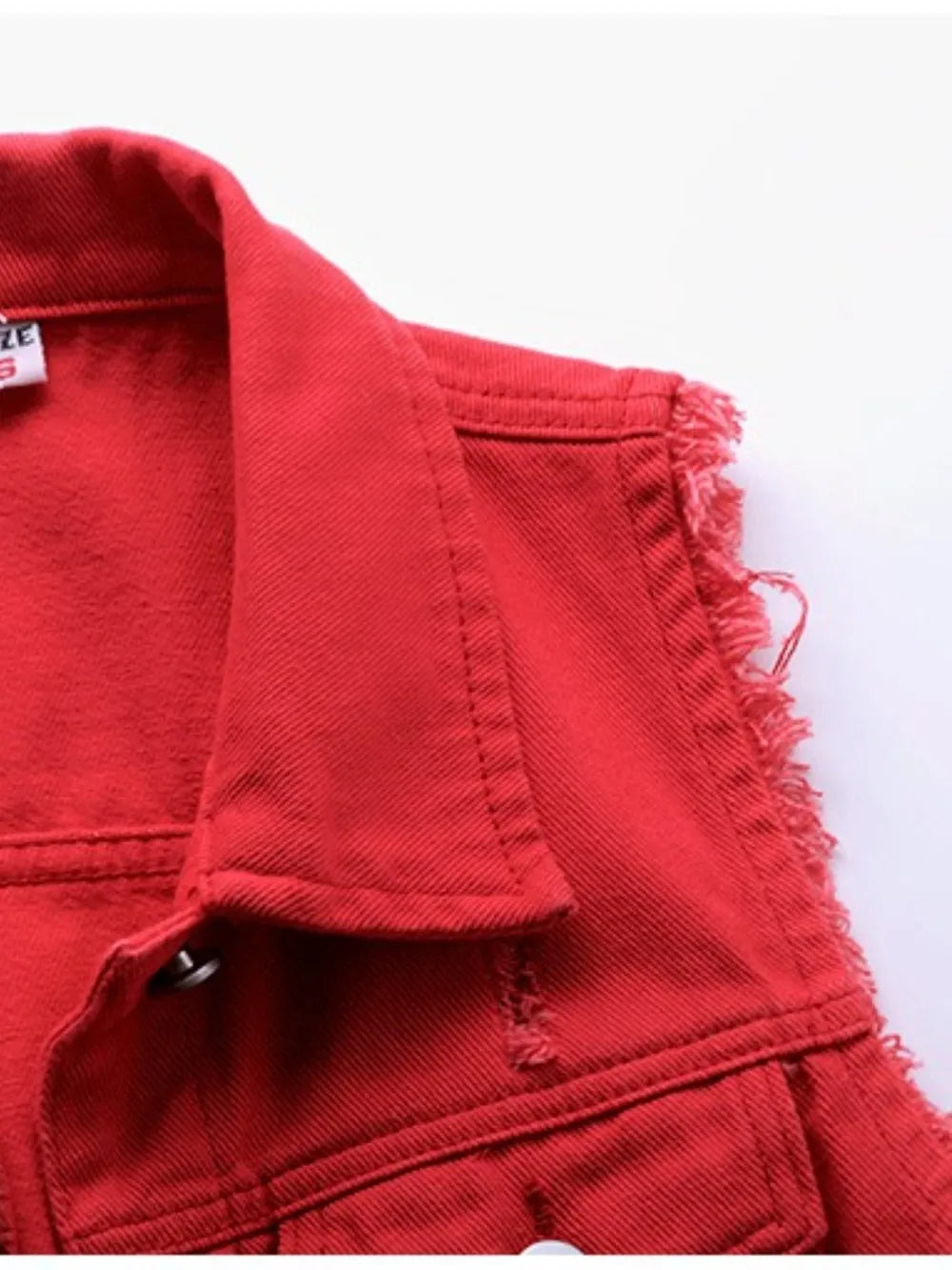Full Size Button Down Raw Hem Sleeveless Denim Jacket Plus Size, view 9