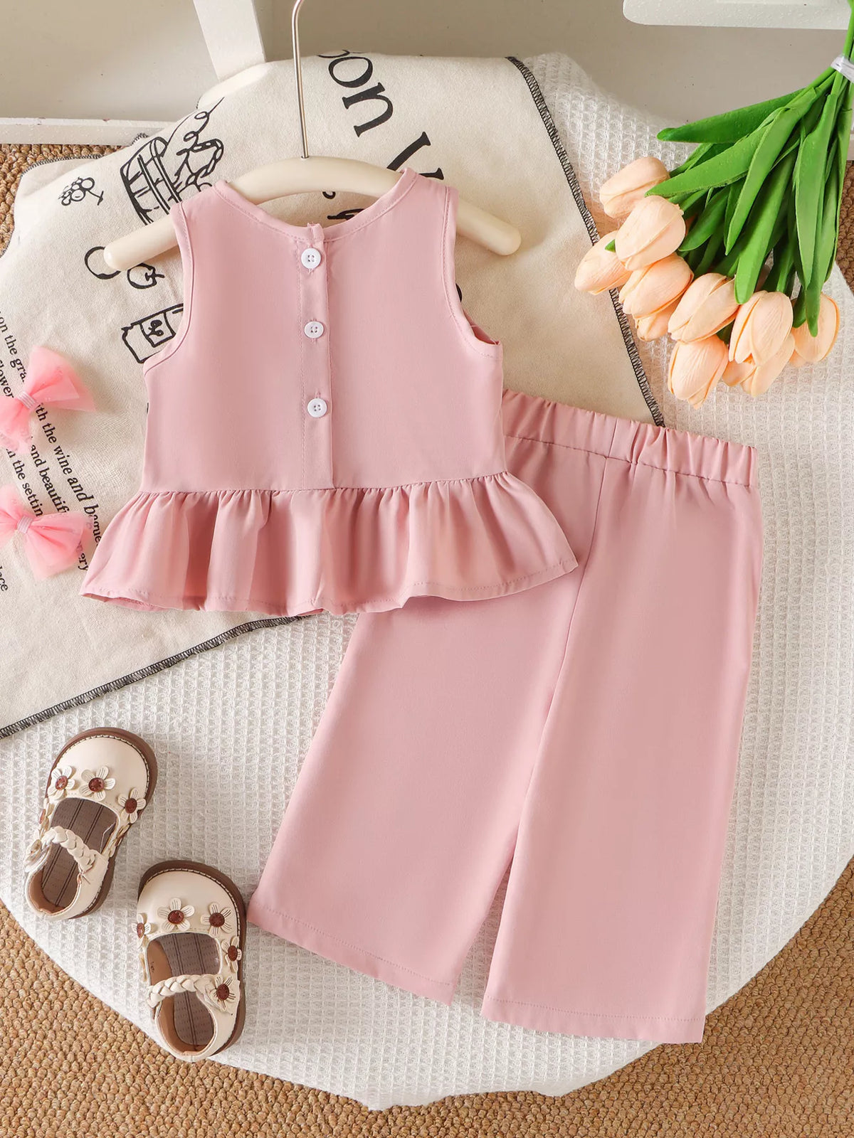 Children's Ruffled Hem Tank and Pants Set - Lilixa.store