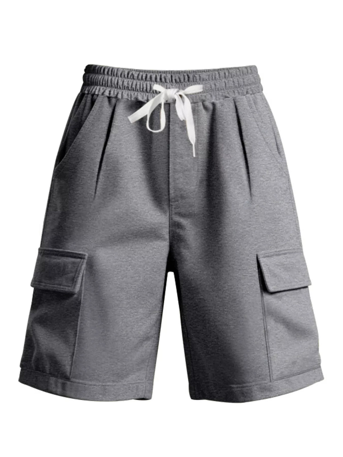 Men's Full Size Drawstring Pocketed Shorts Plus Size in Dark Gray