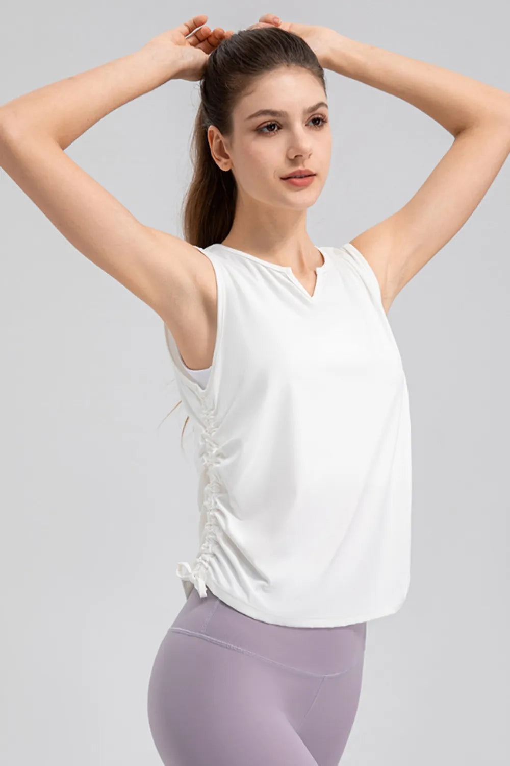 Notched Wide Strap Active Tank - Lilixa.store